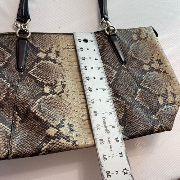 Coach Snake Print Shoulder Bag - Black and Tan - Picture 7 of 12